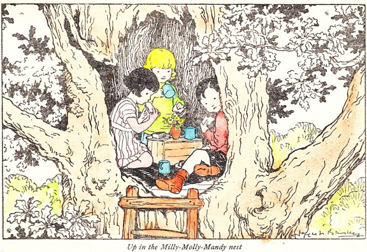 Children in treehouse.