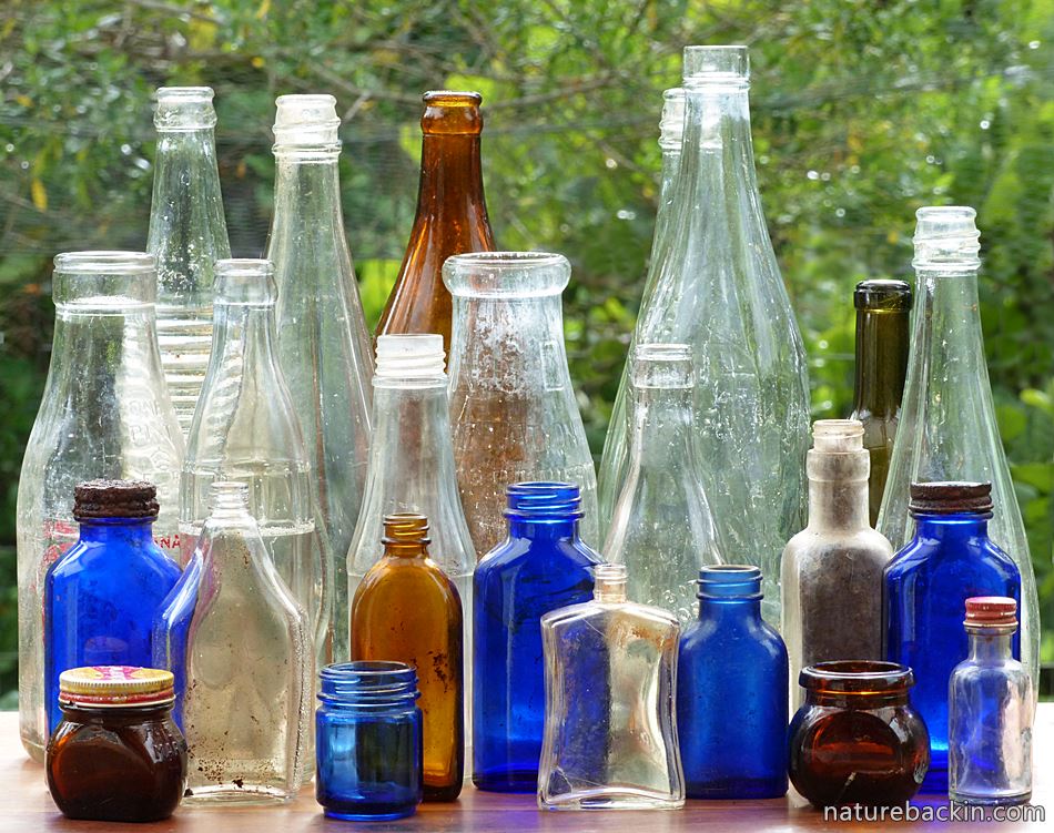 Old bottles dug up from a domestic rubbish dump