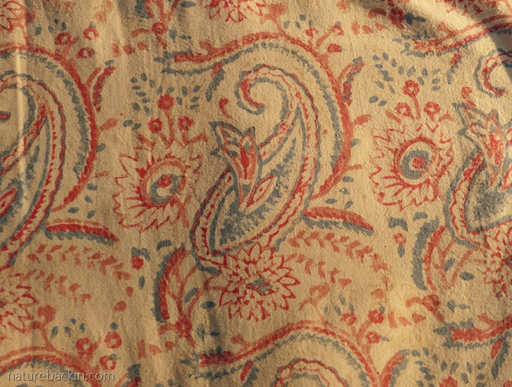 Paisley pattern on block-printed cotton textile