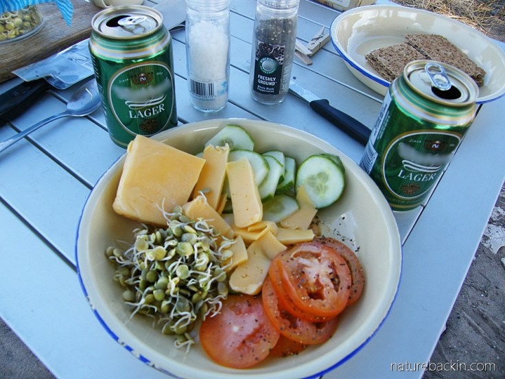 Fresh sprouts with lunch on camping trip
