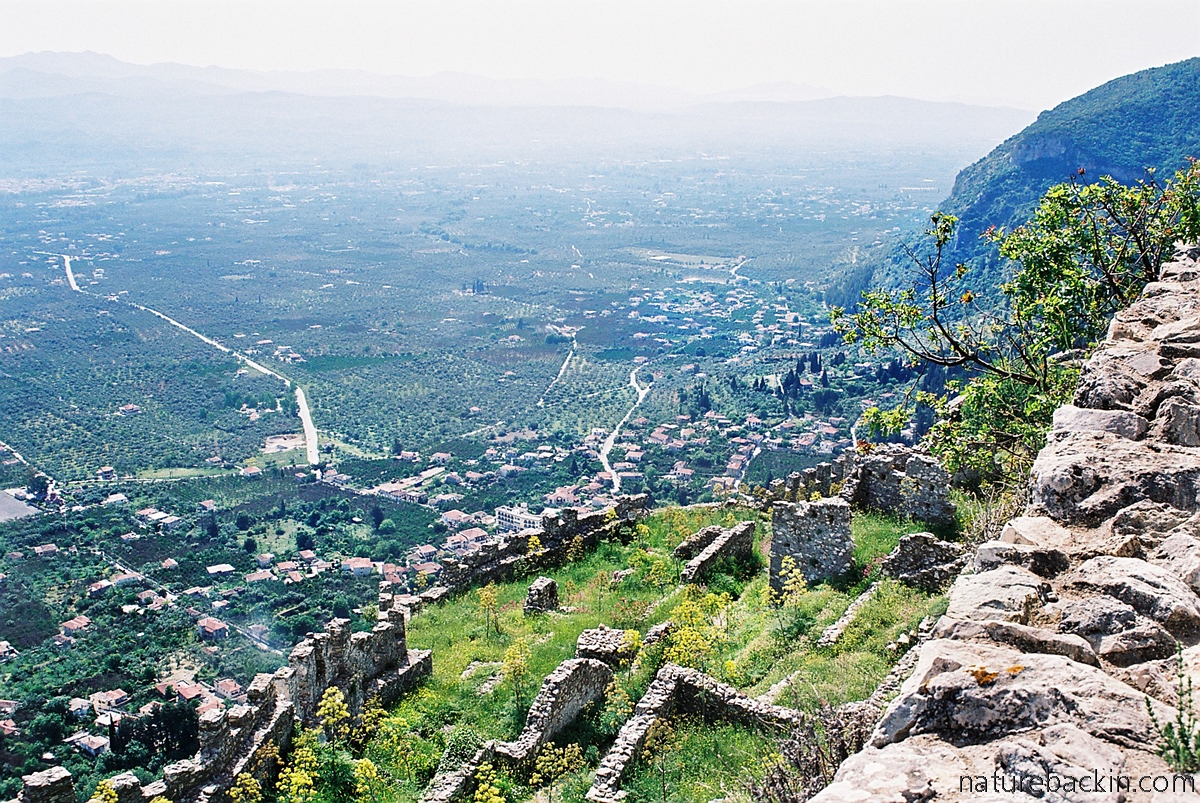 View of the plain below from the Kastro at Mystras, Greece