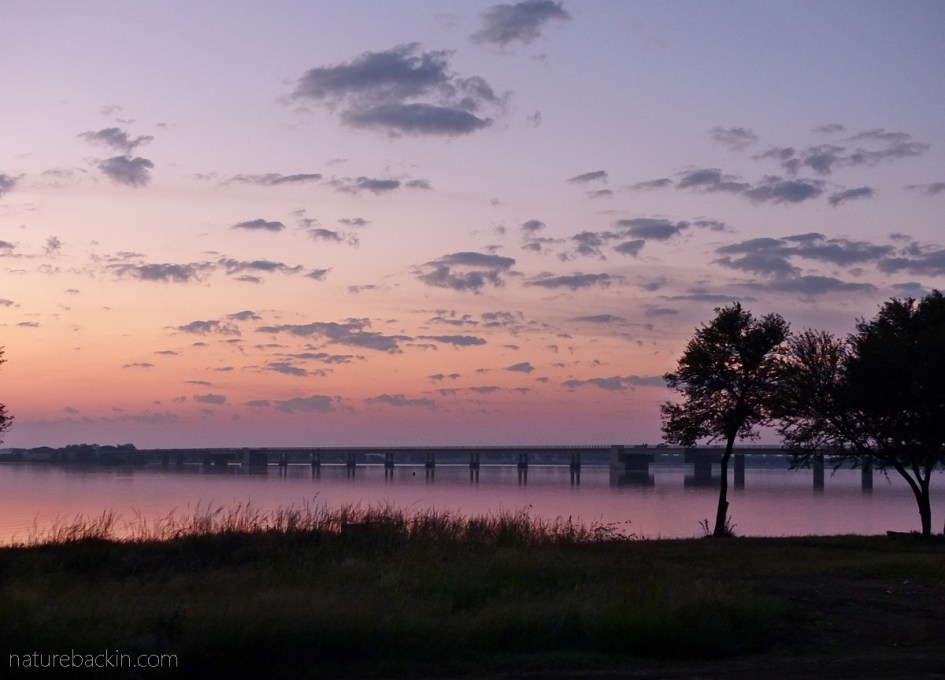 A view of the Bloemhof Dam at sunset